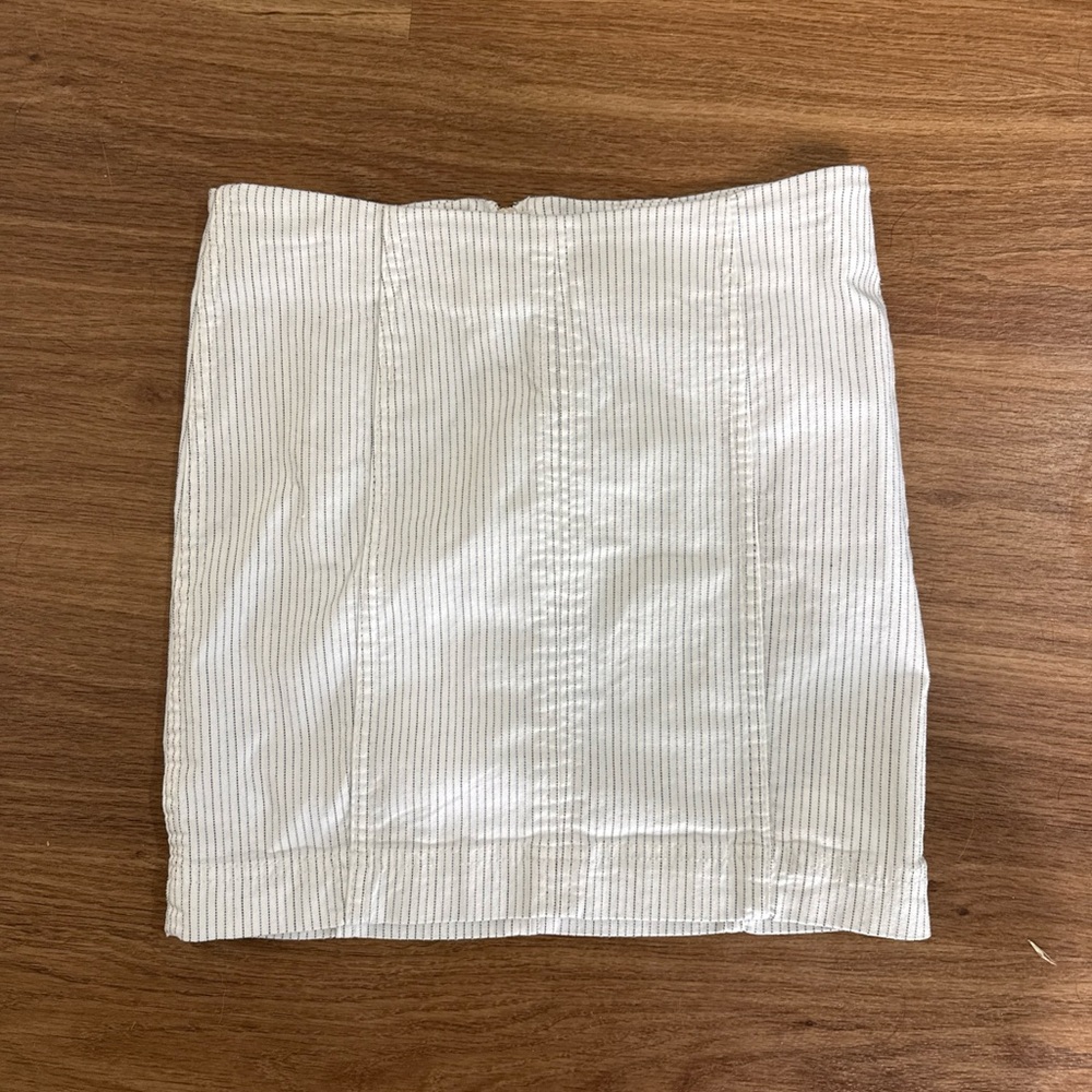 Free People Pinstripe Mini Skirt 2 White High Waisted Cotton Blend Y2K preppy